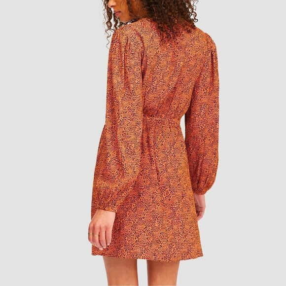 Billabong Caramel Brown Leopard Print Spring Romance Wrap Mini Dress - Picture 2 of 7